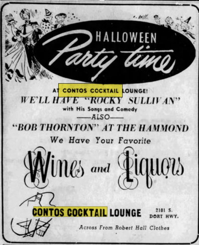 Contos Cocktail Lounge - Oct 31 1955 Article (newer photo)